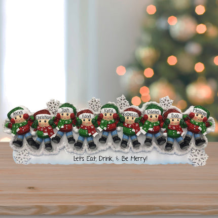 engraved personalized snow angel family of 9 christmas ornament – Christmas ornament, holiday tree decoration or gift