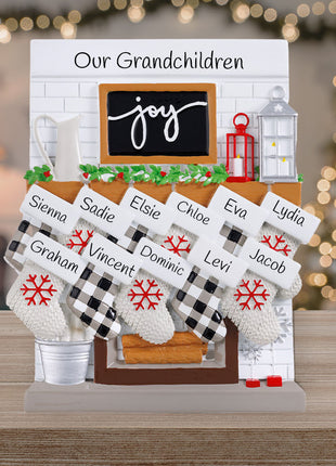fireplace mantel family of 11 tabletop Ornament  by POLARX Ornament