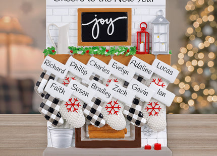 keepsake personalized fireplace mantel family of 10 tabletop christmas ornament – Christmas ornament, holiday tree decoration