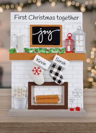 fireplace mantel couples tabletop Ornament  by POLARX Ornament