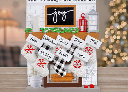 personalized personalized fireplace mantel family of 8 tabletop christmas ornament – Christmas ornament, holiday tree decorat