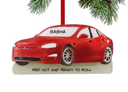 keepsake personalized red electric car christmas ornament – Christmas ornament, holiday tree decoration or gift