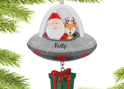 holiday personalized rocket ship santa christmas ornament – Christmas ornament, holiday tree decoration or gift