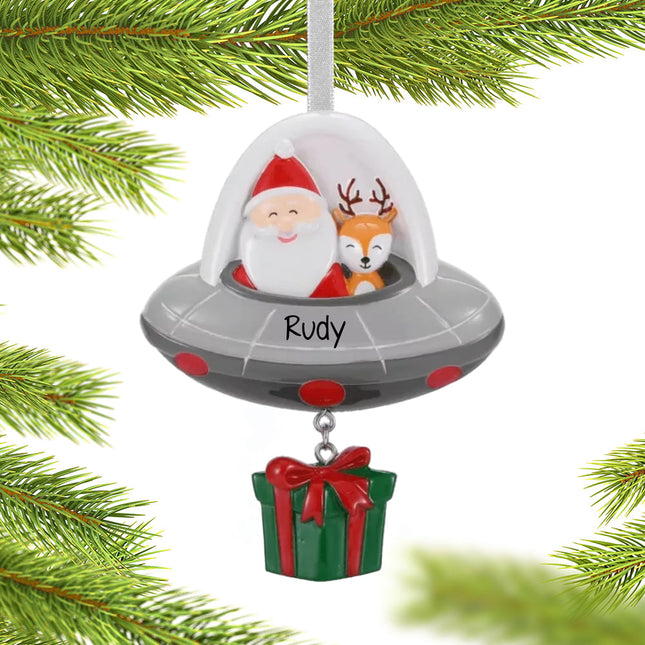 holiday personalized rocket ship santa christmas ornament – Christmas ornament, holiday tree decoration or gift