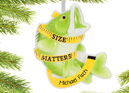 custom personalized size matters fishing christmas ornaments – Christmas ornament, holiday tree decoration or gift