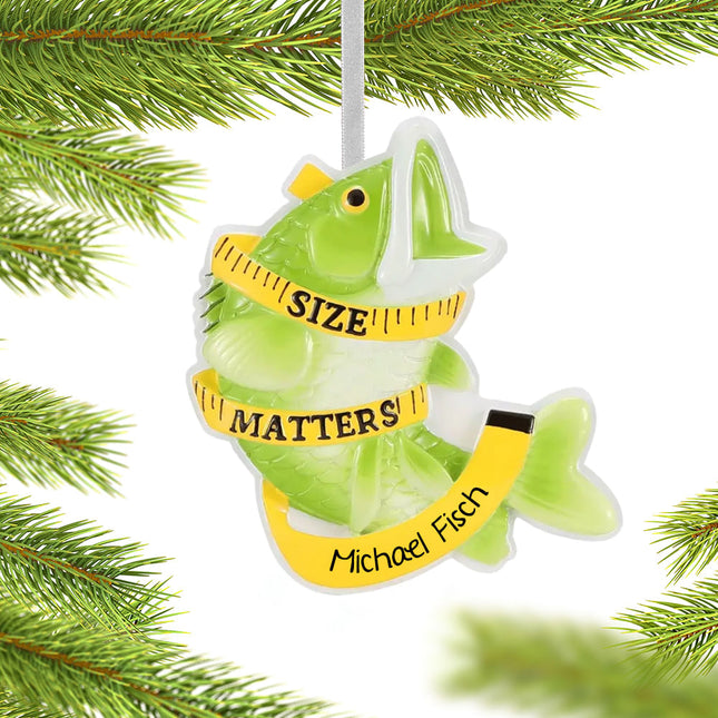 custom personalized size matters fishing christmas ornaments – Christmas ornament, holiday tree decoration or gift