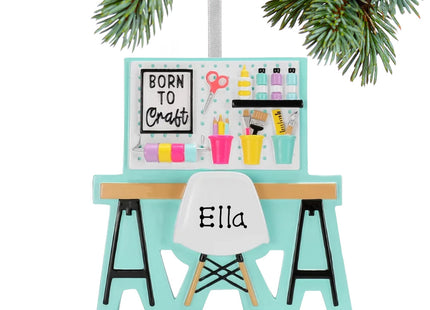 holiday personalized born to craft christmas ornament – Christmas ornament, holiday tree decoration or gift