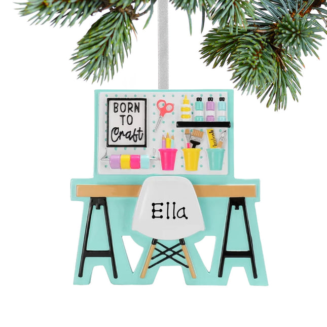 holiday personalized born to craft christmas ornament – Christmas ornament, holiday tree decoration or gift