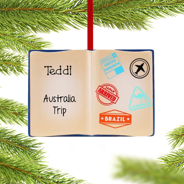 engraved personalized personalized open passport christmas ornament christmas ornament – Christmas ornament, holiday tree dec