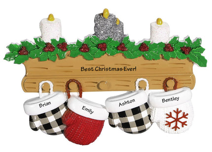 New Mitten Family Personalized Christmas Ornament - 2, 3, 4, 5, 6, 7, 8, 9 Family Members