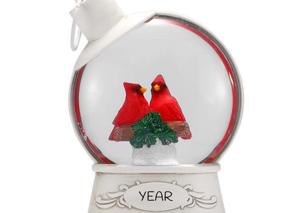 Personalized orange tabby cat heart Christmas ornament with custom cat name and year featuring an orange tabby cat peeking over a white heart.