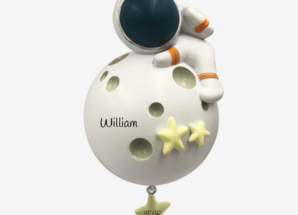 Personalized Astronaut on the Moon Christmas Ornament