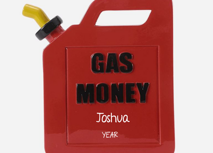Personalized Gas Money gift card holder Christmas ornament with custom name and year