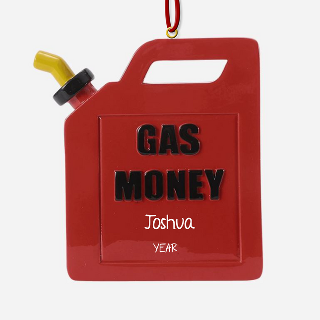 Personalized Gas Money gift card holder Christmas ornament with custom name and year