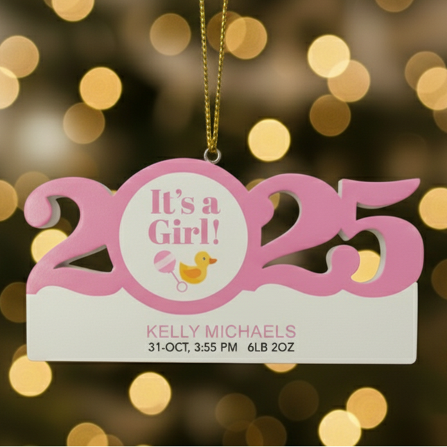 Personalized It's a Girl Christmas Ornament