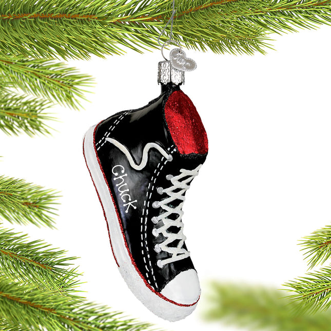 decorative personalized black high-top sneaker christmas ornament – Christmas ornament, holiday tree decoration or gift