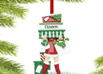 engraved personalized born to shop christmas ornament – Christmas ornament, holiday tree decoration or gift