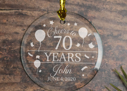 holiday personalized cheers to 70 years christmas ornament – Christmas ornament, holiday tree decoration or gift