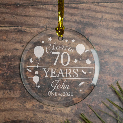 holiday personalized cheers to 70 years christmas ornament – Christmas ornament, holiday tree decoration or gift