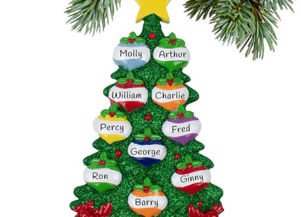 engraved personalized family of 10 ornament tree christmas ornament – Christmas ornament, holiday tree decoration or gift