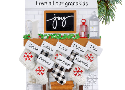 decorative personalized fireplace mantle family of 8 grandparents christmas ornament – Christmas ornament, holiday tree decor