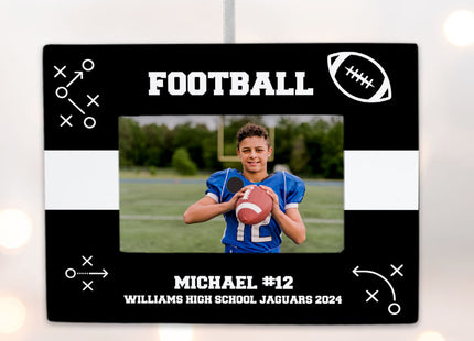 keepsake personalized football picture frame photo ornament – Christmas ornament, holiday tree decoration or gift