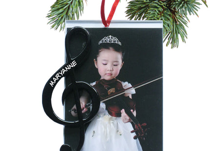 decorative personalized g clef picture frame christmas ornament – Christmas ornament, holiday tree decoration or gift