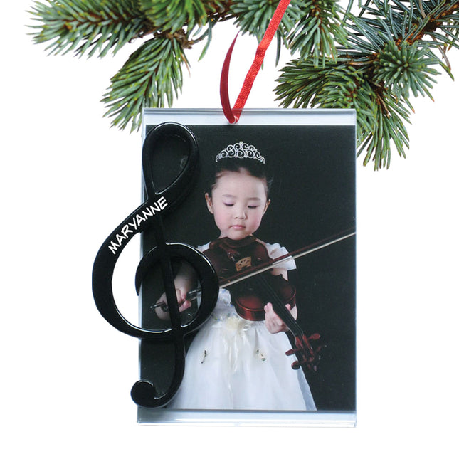 decorative personalized g clef picture frame christmas ornament – Christmas ornament, holiday tree decoration or gift