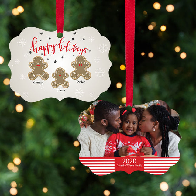 holiday personalized gingerbread family of 3 christmas ornament – Christmas ornament, holiday tree decoration or gift