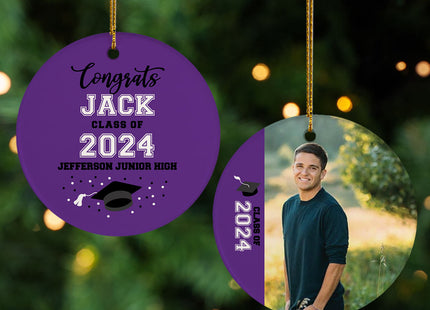 decorative personalized graduation christmas ornament - purple – Christmas ornament, holiday tree decoration or gift
