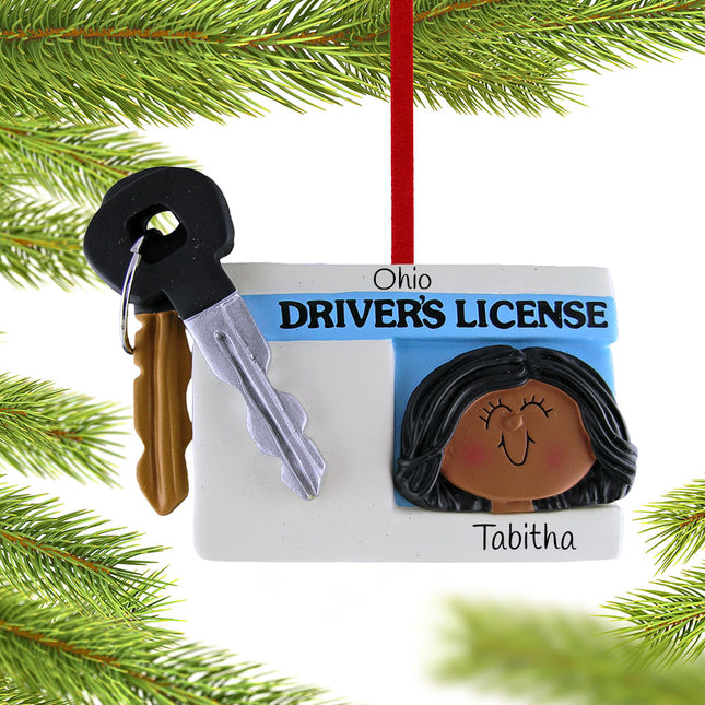 License with Key Girl Ornament