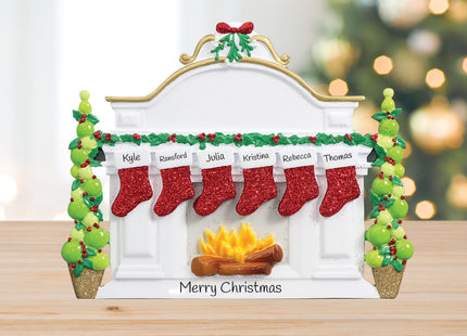 keepsake personalized mantel with 6 stockings tabletop christmas ornament – Christmas ornament, holiday tree decoration or gi