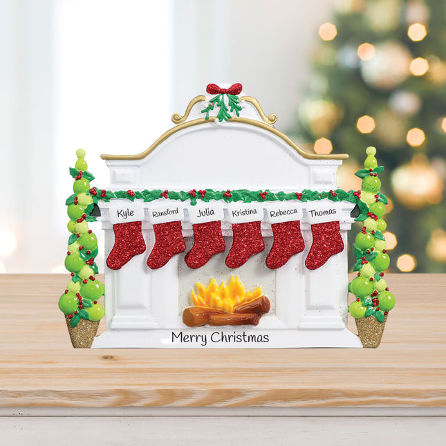 keepsake personalized mantel with 6 stockings tabletop christmas ornament – Christmas ornament, holiday tree decoration or gi