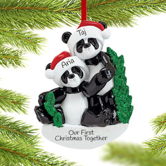 custom personalized panda bear couple christmas ornament – Christmas ornament, holiday tree decoration or gift