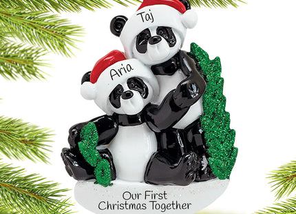 custom personalized panda bear couple christmas ornament – Christmas ornament, holiday tree decoration or gift