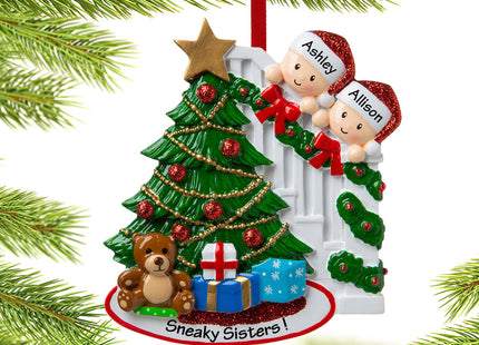 Present Peeking Family of 2 Ornament