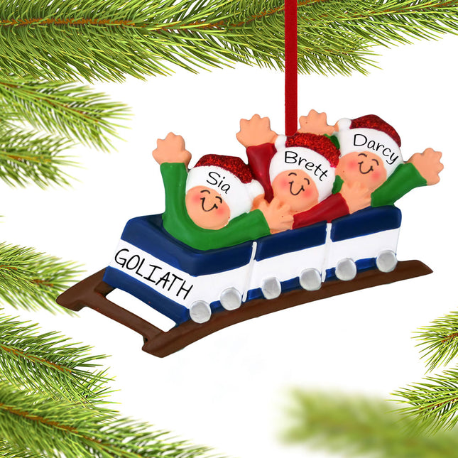 Roller Coaster Family Personalized Figure Ornament - 3, 4, 5, 6 Family Members