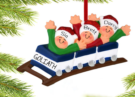 Roller Coaster Family of 3 Ornament