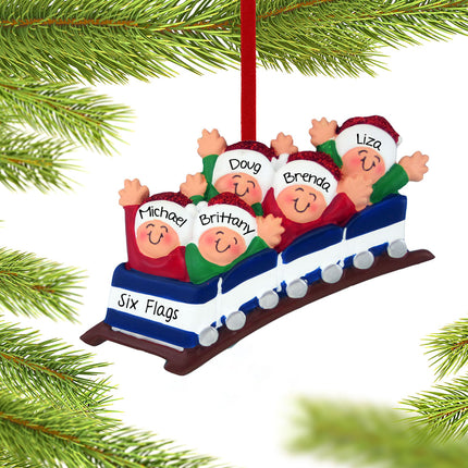 Roller Coaster Family Personalized Figure Ornament - 3, 4, 5, 6 Family Members