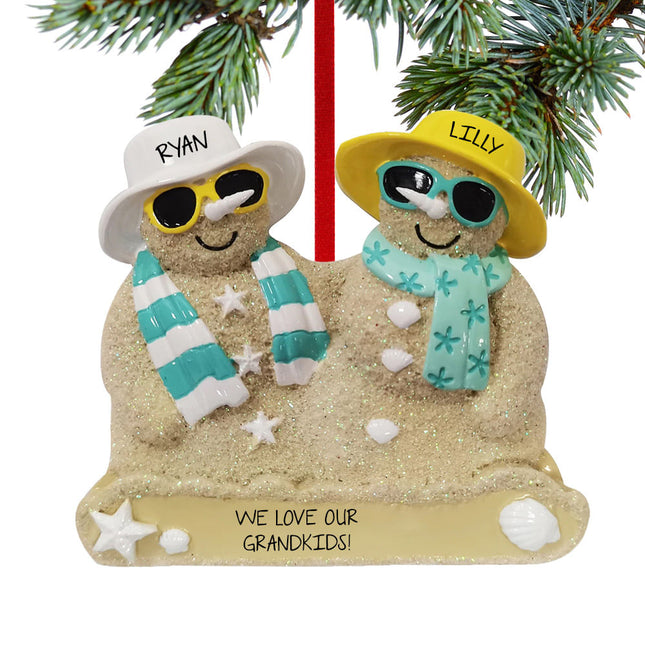 keepsake personalized sand snowman grandparents christmas ornament – Christmas ornament, holiday tree decoration or gift