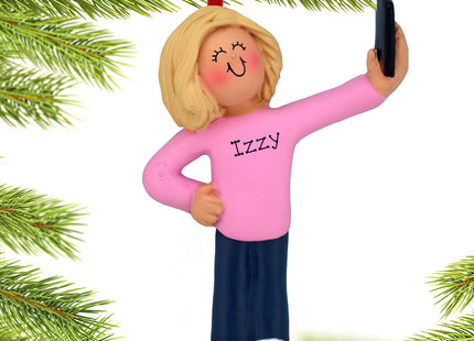 decorative personalized selfie female christmas ornament – Christmas ornament, holiday tree decoration or gift