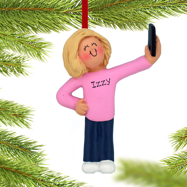 decorative personalized selfie female christmas ornament – Christmas ornament, holiday tree decoration or gift