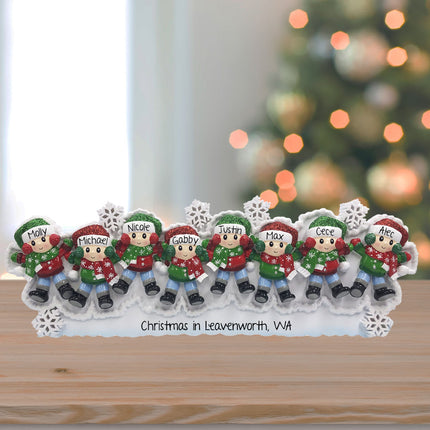 custom personalized snow angel family of 8 christmas ornament – Christmas ornament, holiday tree decoration or gift