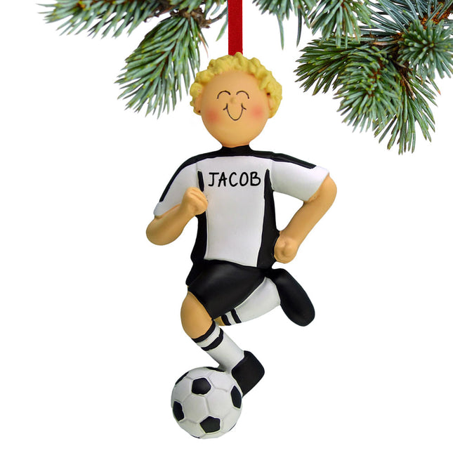 Running Soccer Boy With Different Colored Uniform Personalized Ornament