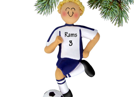 Running Soccer Boy With Different Colored Uniform Personalized Ornament