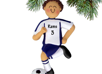 Running Soccer Boy With Different Colored Uniform Personalized Ornament