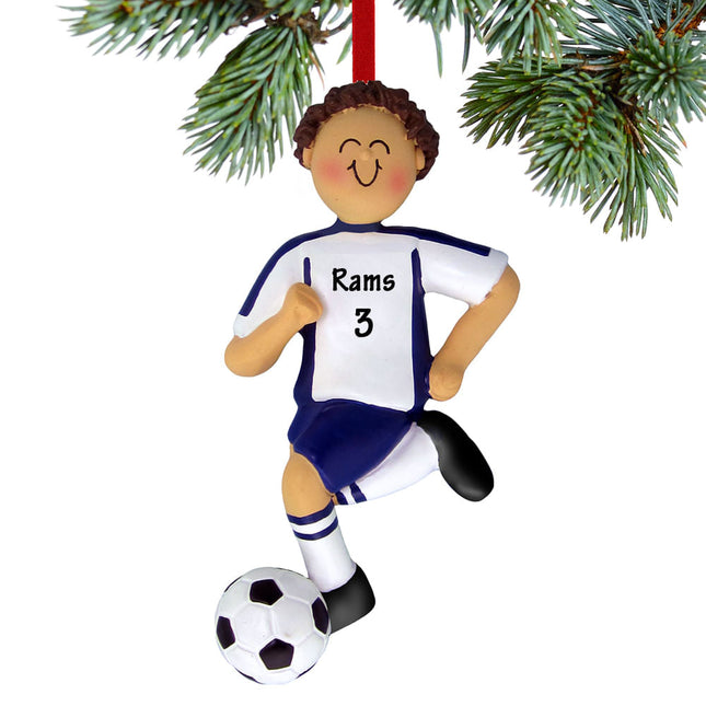 Running Soccer Boy With Different Colored Uniform Personalized Ornament
