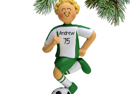 Running Soccer Boy With Different Colored Uniform Personalized Ornament