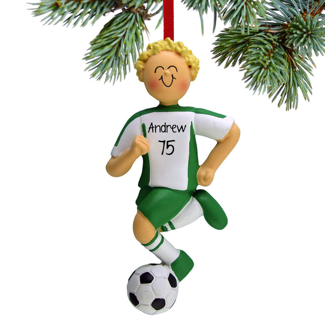 Running Soccer Boy With Different Colored Uniform Personalized Ornament