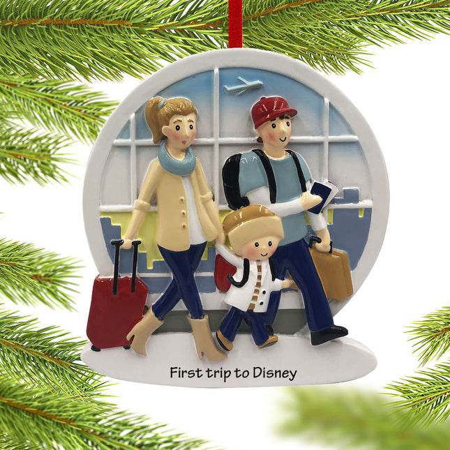 personalized personalized travel family of 3 christmas ornament – Christmas ornament, holiday tree decoration or gift